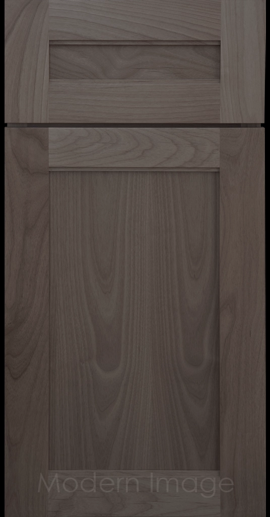 Destin shaker cabinet in Truffle Stain featuring ledge detail and vertical joints around a recessed center panel.